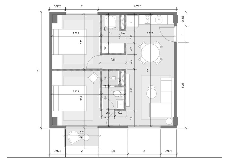 2 Bedroom Floor Plan 1